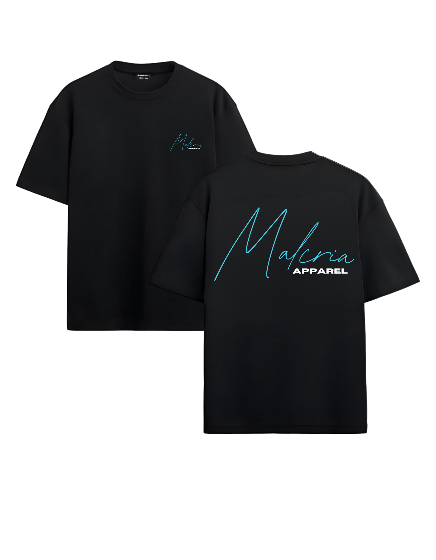 Camiseta Negra Oversized Malcria Azul Vol. 1