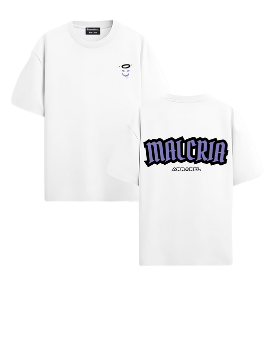 Camiseta Blanca Oversized Malcria Violeta Graffiti Vol. 1