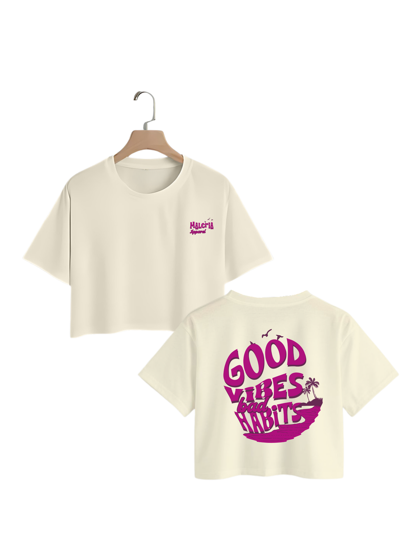 Good Vibes Bad Habits Ivory Crop Top
