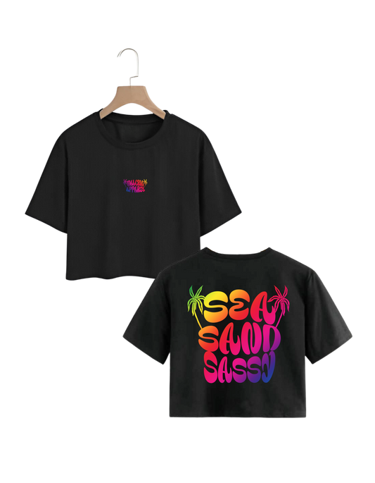 Sea Sand Sassy Black Crop Top