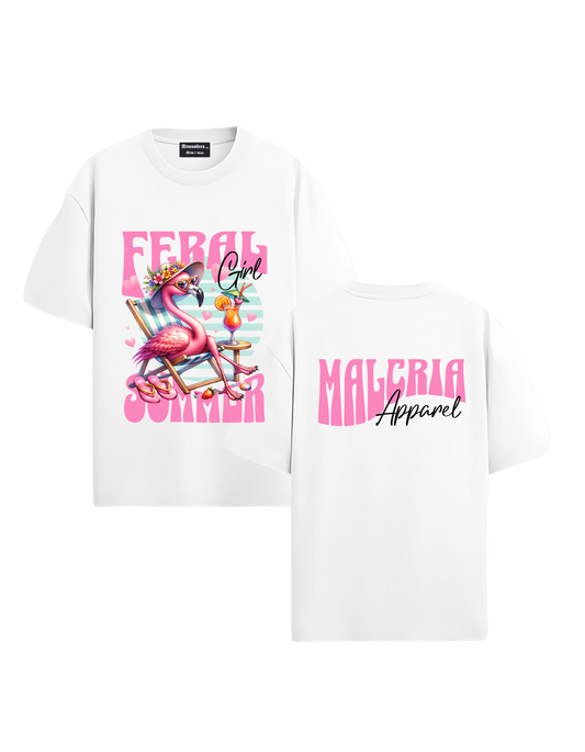 Feral Girl Summer White Oversized T-Shirt