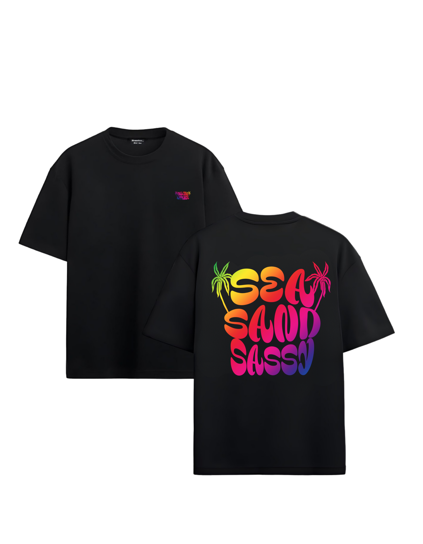 Sea Sand Sassy Black Oversized T-Shirt