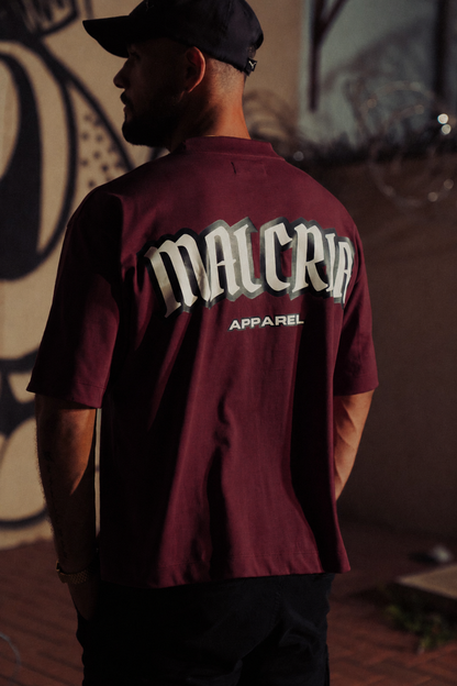 Malcria Vol.2 White/Black Burgundy Oversized T-Shirt