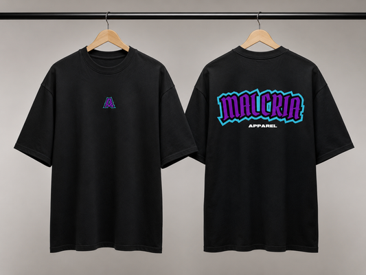 Malcria Vol.2 Purple/Aqua Black Oversized T-Shirt
