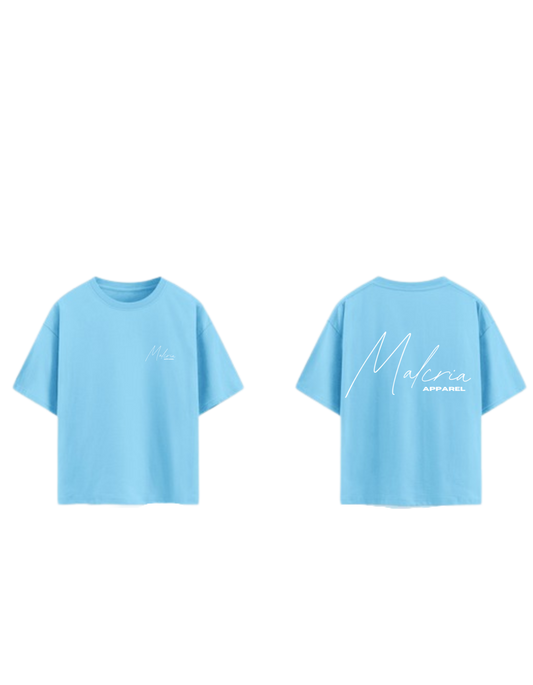 Camiseta Azul Cielo Oversized Malcria Blanca Vol. 1